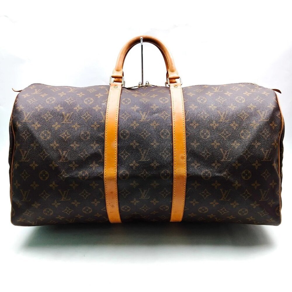 Louis Vuitton LV Boston Bag Keepall 55 Brown Monogram 649-073125